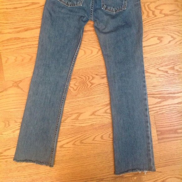 VTG Y2K EARL MID RISE JEANS BLUE COTTON DENIM WOMENS 25 28"x28.5" CROPPED USA - Picture 4 of 14